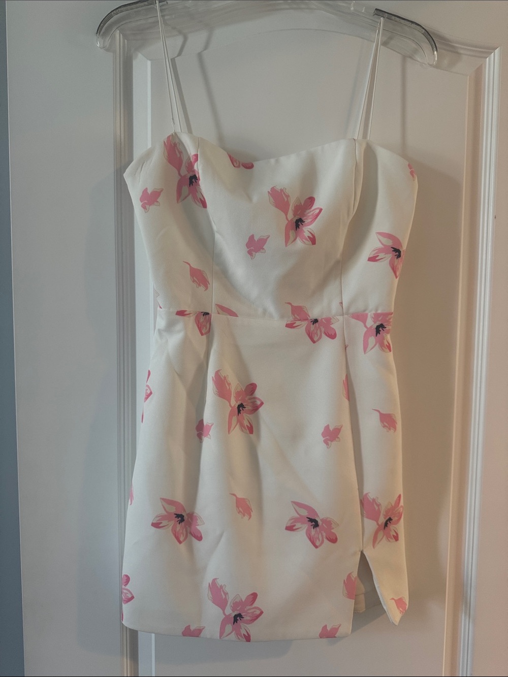 Hello Molly White Mini Dress with Pink Floral Print